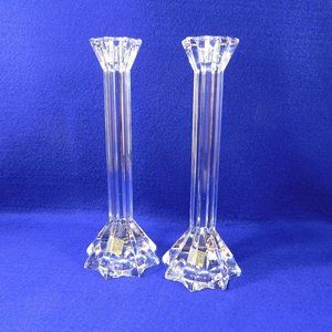 Vintage Pair of Tall Mikasa Lead Crystal Candlesticks 9.5"